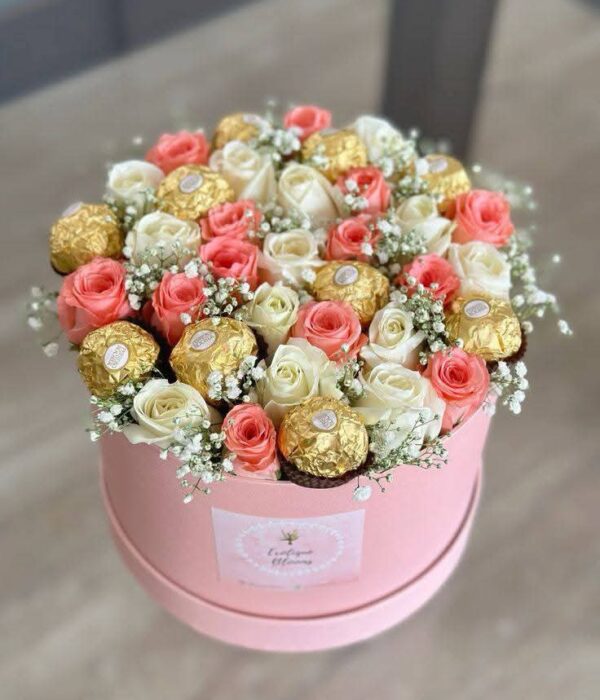 Box rose mixte avec chocolat