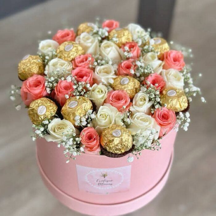 Box rose mixte avec chocolat