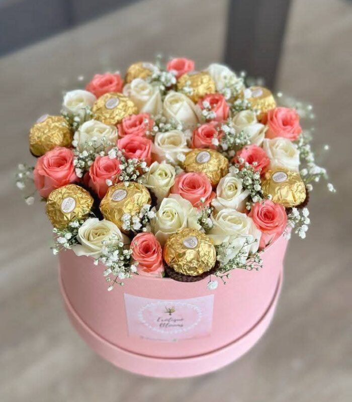 Box rose mixte avec chocolat
