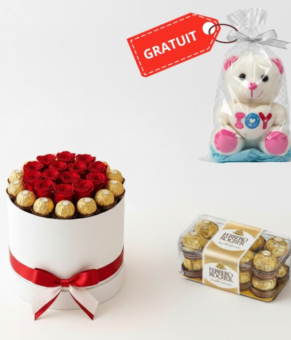 Box rouge avec chocolat Ferrero