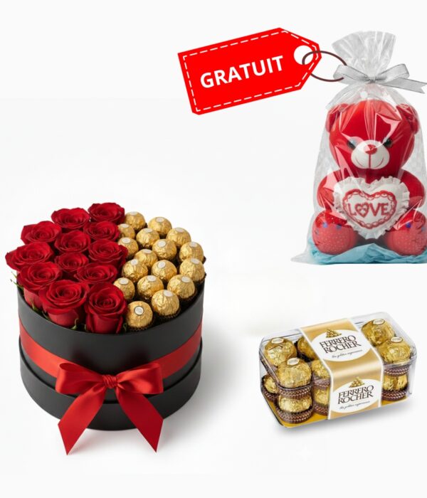 Box rouge avec chocolat Ferrero