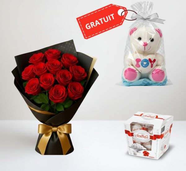 Bouquet 12 rouge avec Raffaello
